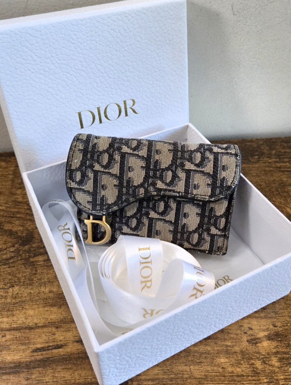 Christian Dior Monogram Canvas Mini Wallet - Black & Beige